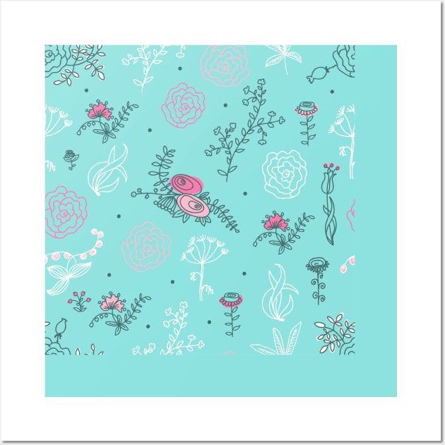 Elegance Seamless pattern with flowers Wall Art by Olga Berlet